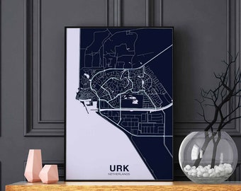 URK Netherlands map poster color Hometown City Print Modern Home Decor Office Decoration Wall Art Dorm Bedroom Gift
