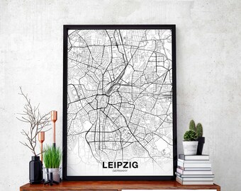 LEIPZIG Germany map poster Hometown City Print Modern Home Decor Office Decoration Wall Art Dorm Bedroom Gift