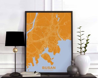 BUSAN South Korea map poster color Hometown City Print Modern Home Decor Office Decoration Wall Art Dorm Bedroom Gift