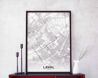 LAVAL Canada map poster Hometown City Print Modern Home Decor Office Decoration Wall Art Dorm Bedroom Gift