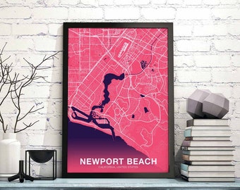 NEWPORT BEACH California CA usa poster color Hometown City Print Modern Home Decor Office Decoration Wall Art Dorm Bedroom Gift