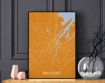 BELFAST Ireland poster color Hometown City Print Modern Home Decor Office Decoration Wall Art Dorm Bedroom Gift