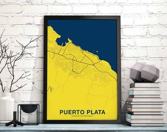 PUERTO PLATA  Dominican Republic poster color Hometown City Print Modern Home Decor Office Decoration Wall Art Dorm Bedroom Gift