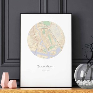 ZAANDAM Nederland kaart poster wand decor ontwerp modern minimaal nordic reizen slaapkamer thuis kunst vintage retro slaapzaal kinderkamer housewarming