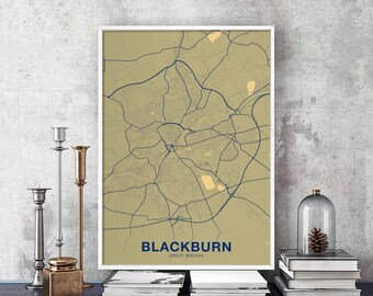 BLACKBURN Great Britain poster color Hometown City Print Modern Home Decor Office Decoration Wall Art Dorm Bedroom Gift