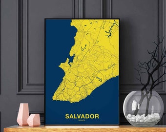 SALVADOR Brazil poster color Hometown City Print Modern Home Decor Office Decoration Wall Art Dorm Bedroom Gift