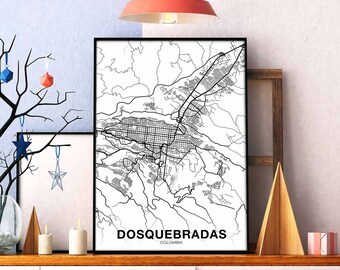 DOSQUEBRADAS Colombia map poster black white Hometown City Print Modern Home Decor Office Decoration Wall Art Dorm Bedroom Gift