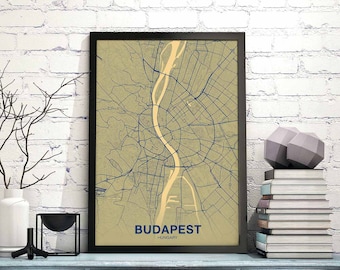 BUDAPEST Hungary map poster color Hometown City Print Modern Home Decor Office Decoration Wall Art Dorm Bedroom Gift