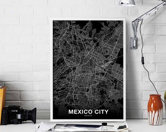 MEXICO CITY Mexico map poster Hometown City Print Modern Home Decor Office Decoration Wall Art Dorm Bedroom Gift