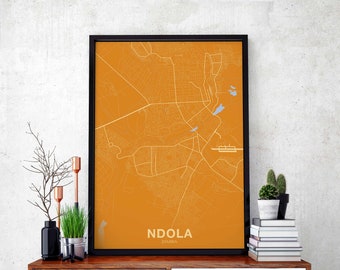 NDOLA Zambia map poster color Hometown City Print Modern Home Decor Office Decoration Wall Art Dorm Bedroom Gift