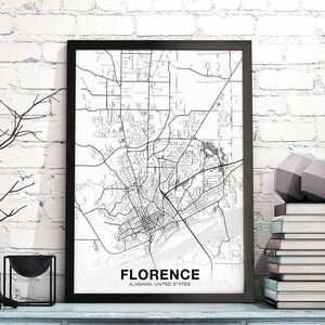 FLORENCE Alabama AL USA Karte Poster Heimatstadt Stadt Druck Modernes Wohndekor Büro Dekoration Wand Kunst Wohnheim Schlafzimmer Geschenk