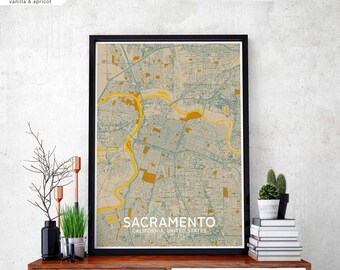 SACRAMENTO California USA map poster black white wall decor design modern scandinavian minimal nordic housewarming travel bedroom