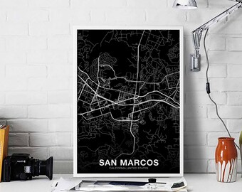 SAN MARCOS California CA usa map poster black white Hometown City Print Modern Home Decor Office Decoration Wall Art Dorm Bedroom Gift