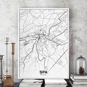 Spa Belgien Karte Poster Zuhause Stadt Dekor Büro Dekoration Wand Kunst Wohnheim Schlafzimmer Geschenk