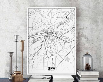SPA Belgium map poster Hometown City Print Modern Home Decor Office Decoration Wall Art Dorm Bedroom Gift