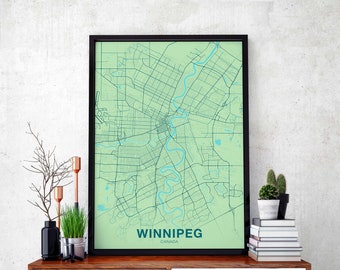 WINNIPEG Canada poster color Hometown City Print Modern Home Decor Office Decoration Wall Art Dorm Bedroom Gift