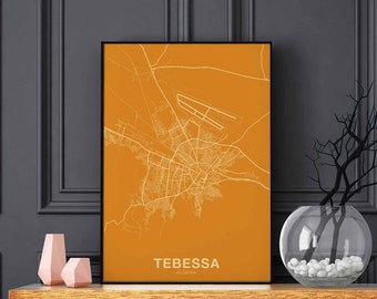 TEBESSA Algeria map poster color Hometown City Print Modern Home Decor Office Decoration Wall Art Dorm Bedroom Gift art