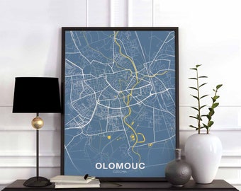 OLOMOUC Czechia map poster color Hometown City Print Modern Home Decor Office Decoration Wall Art Dorm Bedroom Gift art