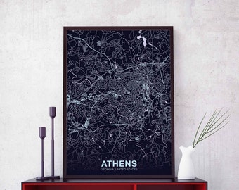 ATHENS Georgia GA USA poster color Hometown City Print Modern Home Decor Office Decoration Wall Art Dorm Bedroom Gift
