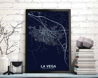 LA VEGA Dominican Republic map poster color Hometown City Print Modern Home Decor Office Decoration Wall Art Dorm Bedroom Gift