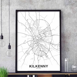 KILKENNY Ireland map poster Hometown City Print Modern Home Decor Office Decoration Wall Art Dorm Bedroom Gift