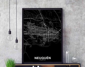 NEQUEN Argentina map poster black white Hometown City Print Modern Home Decor Office Decoration Wall Art Dorm Bedroom Gift