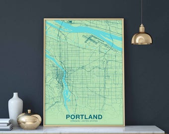 PORTLAND Oregon OR USA map poster color Hometown City Print Modern Home Decor Office Decoration Wall Art Dorm Bedroom Gift