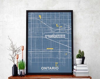 ONTARIO California CA USA poster color Hometown City Print Modern Home Decor Office Decoration Wall Art Dorm Bedroom Gift