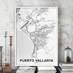 PUERTO VALLARTA mexique carte affiche ville natale ville impression moderne décor à la maison bureau décoration mur art dortoir chambre cadeau