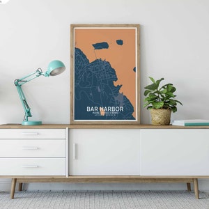 BAR HARBOR Maine USA map poster black white Hometown City Print Modern Home Decor Office Decoration Wall Art Dorm Bedroom Gift image 6