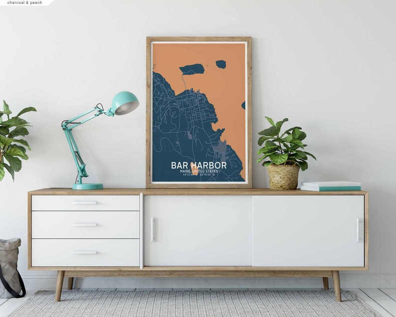 BAR HARBOR Maine USA map poster black white Hometown City Print Modern Home Decor Office Decoration Wall Art Dorm Bedroom Gift image 6