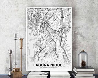 LAGUNA NIGUEL California CA usa map poster black white  Hometown City Print Modern Home Decor Office Decoration Wall Art Dorm Bedroom Gift