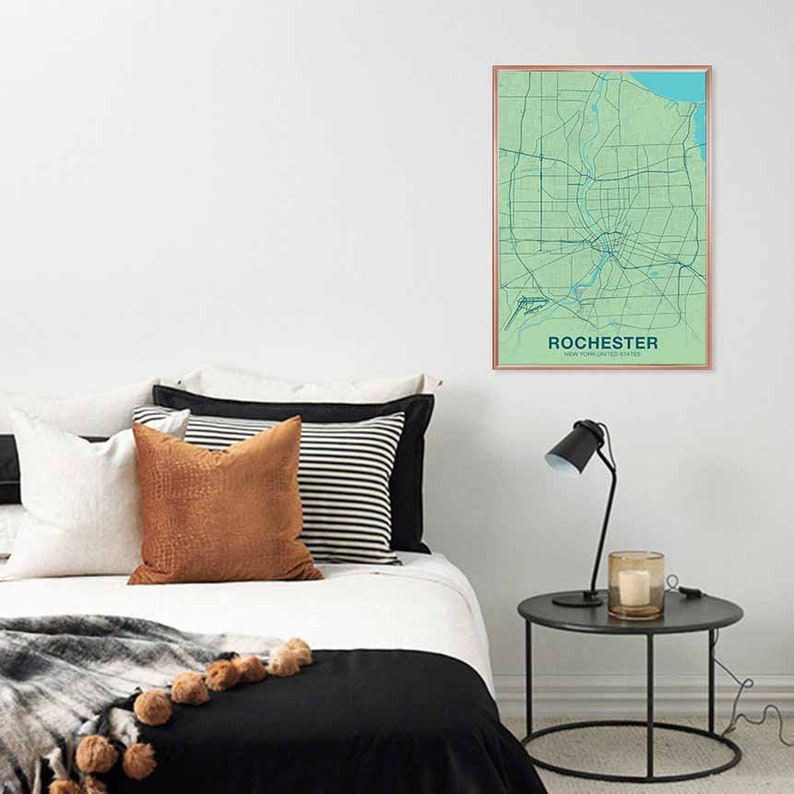 ROCHESTER New York NY USA Map Poster Color Hometown City Print Modern ...