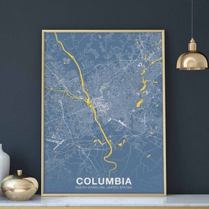 Póster de COLUMBIA Carolina del Sur SC EE. UU., ciudad natal, impresión en color, decoración moderna para el hogar, decoración de la oficina, arte de pared, dormitorio, regalo