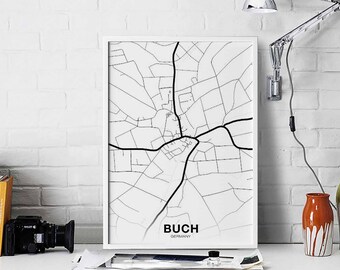 BUCH Germany map poster Hometown City Print Modern Home Decor Office Decoration Wall Art Dorm Bedroom Gift