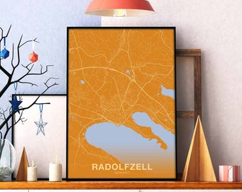 RADOLFZELL Germany map poster color Hometown City Print Modern Home Decor Office Decoration Wall Art Dorm Bedroom Gift