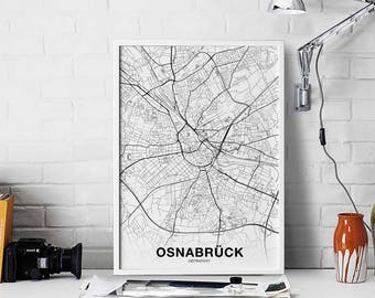 OSNABRÜCK Germany map poster black white Hometown City Print Modern Home Decor Office Decoration Wall Art Dorm Bedroom Gift