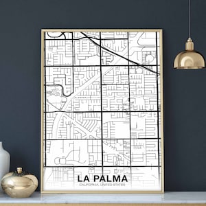 LA PALMA, Californie, États-Unis, carte, affiche, noir, blanc, ville natale, ville, impression, moderne, décoration intérieure, bureau, décoration, mur, art, dortoir, chambre, cadeau