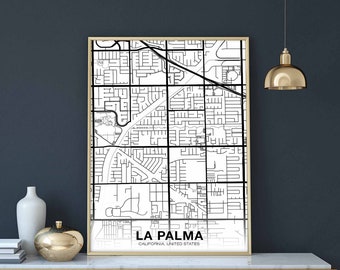 LA PALMA California USA map poster black white Hometown City Print Modern Home Decor Office Decoration Wall Art Dorm Bedroom Gift