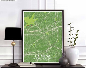 LA MESA California USA map poster black white Hometown City Print Modern Home Decor Office Decoration Wall Art Dorm Bedroom Gift