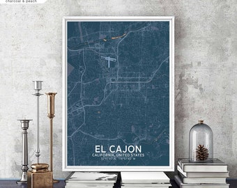 EL CAJON California USA map poster black white Hometown City Print Modern Home Decor Office Decoration Wall Art Dorm Bedroom Gift