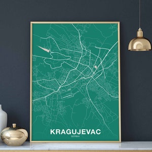KRAGUJEVAC Serbien Karte Poster Farbe Heimatstadt Stadt Druck Moderne Wohnkultur Büro Dekoration Wand Kunst Wohnheim Schlafzimmer Geschenk