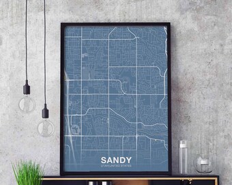 SANDY Utah UT USA poster color Hometown City Print Modern Home Decor Office Decoration Wall Art Dorm Bedroom Gift