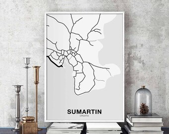 SUMARTIN Croatia map poster black white Hometown City Print Modern Home Decor Office Decoration Wall Art Dorm Bedroom Gift