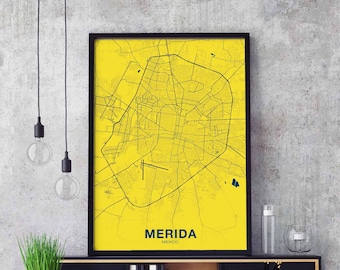 MERIDA Mexico poster color Hometown City Print Modern Home Decor Office Decoration Wall Art Dorm Bedroom Gift