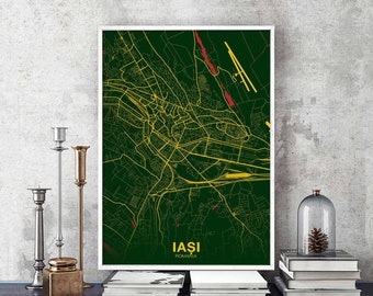 IASI Romania poster color Hometown City Print Modern Home Decor Office Decoration Wall Art Dorm Bedroom Gift