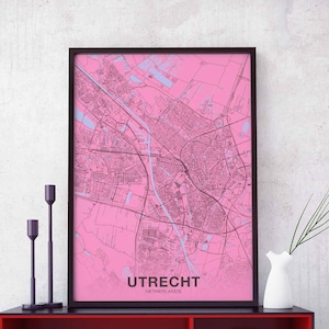 UTRECHT Nederland Holland kaart poster kleur Woonplaats Stad Print Modern Home Decor Kantoor Decoratie Wall Art Slaapzaal Slaapkamer Cadeau