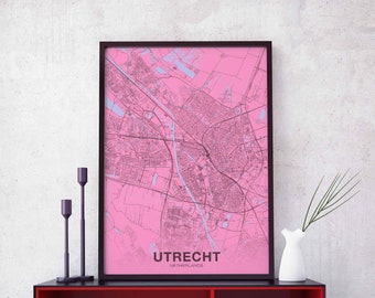 UTRECHT Netherlands Holland map poster color Hometown City Print Modern Home Decor Office Decoration Wall Art Dorm Bedroom Gift