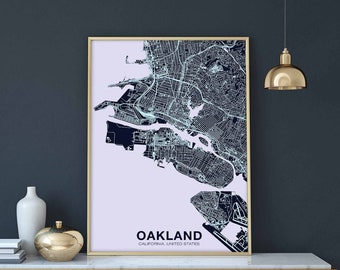 OAKLAND California  CA USA poster color Hometown City Print Modern Home Decor Office Decoration Wall Art Dorm Bedroom Gift