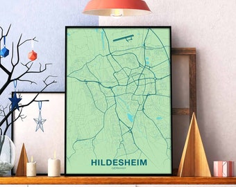 HILDESHEIM Germany map poster color Hometown City Print Modern Home Decor Office Decoration Wall Art Dorm Bedroom Gift